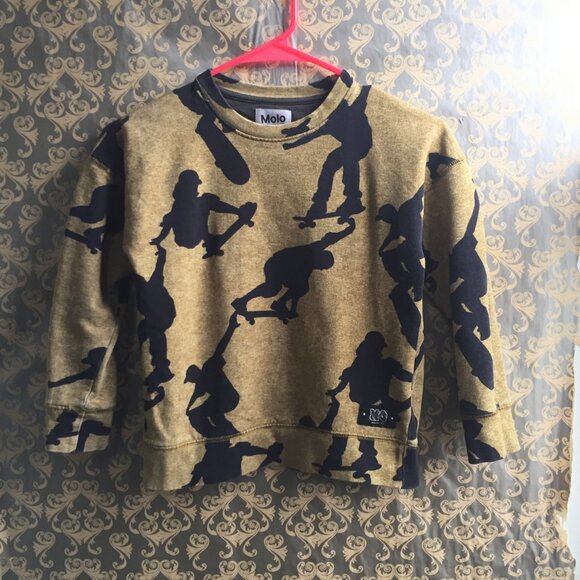 Molo "Milton" Skateboard Tan Black Sweatshirt - Size 128    100% Cotton  UNISEX - Picture 1 of 8
